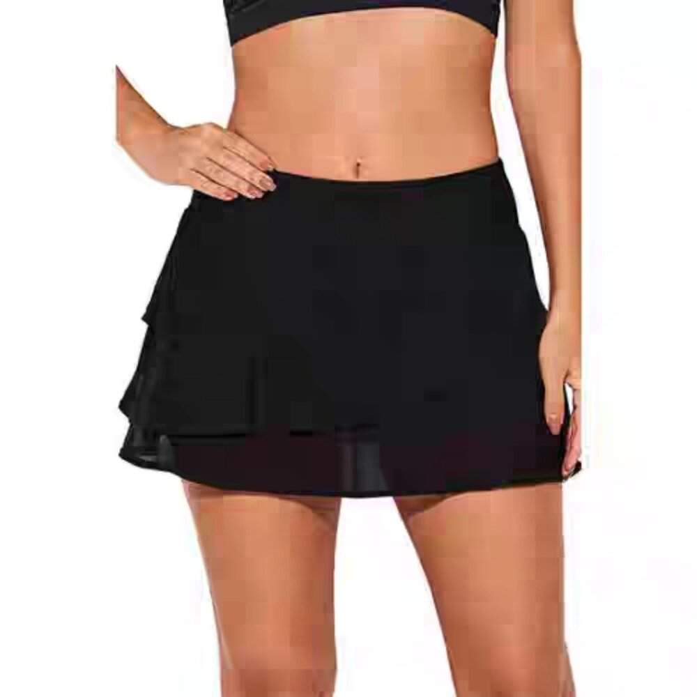 Layered Skirt color swimming trunks solid beach